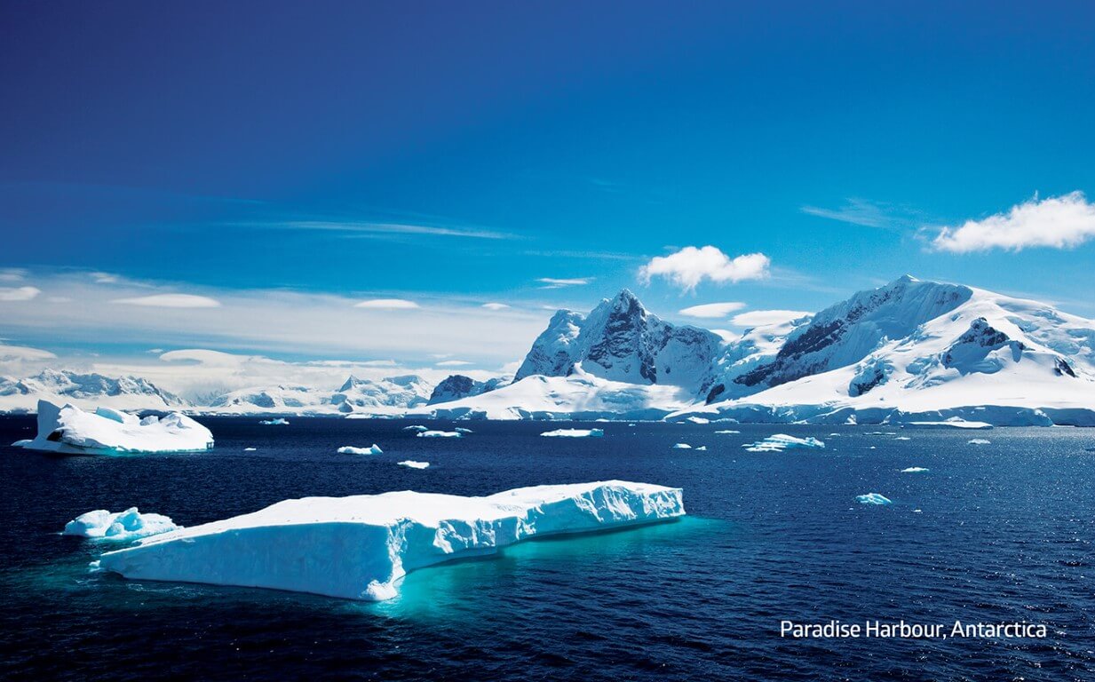 Image of icebergs in Antarctica, location of sustainably sourced krill oil